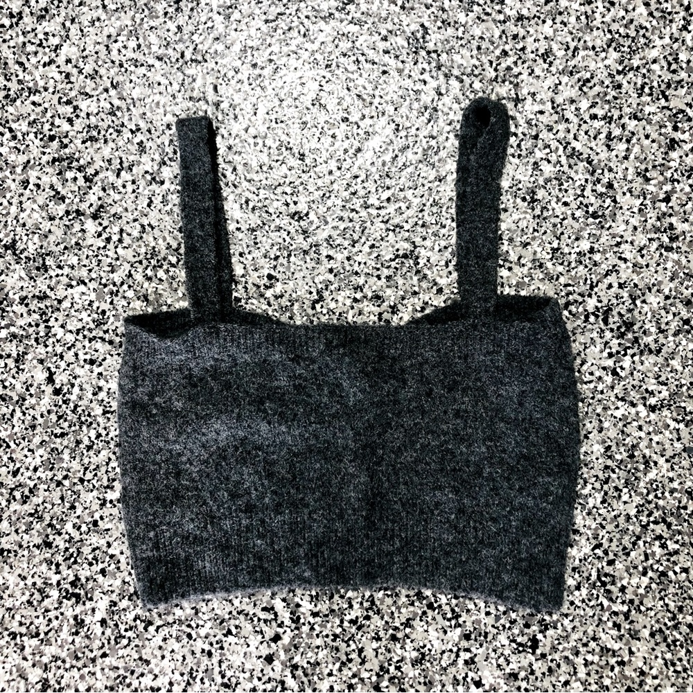 Zara ✦ Gray Acrylic Unworn Crop Top (S)